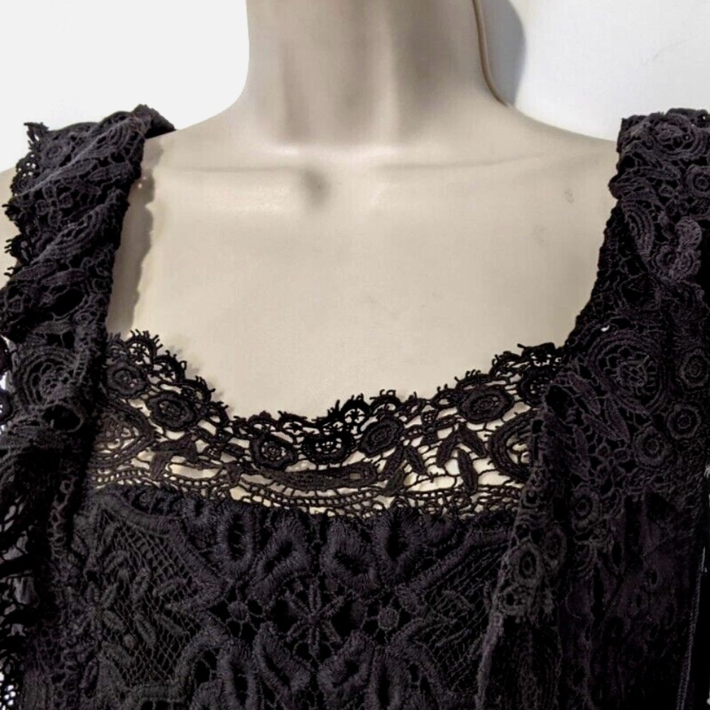 Nightcap Clothing Lace Crop Top Sz 1 (xs) Black 100% Cotton Side Torso Ties